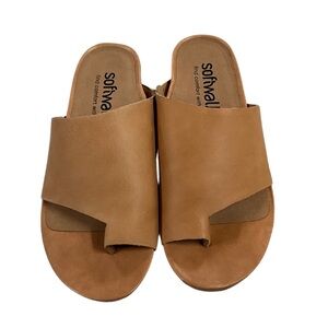 Softwalk Corsica Beige Leather Slide Sandal, New In Box